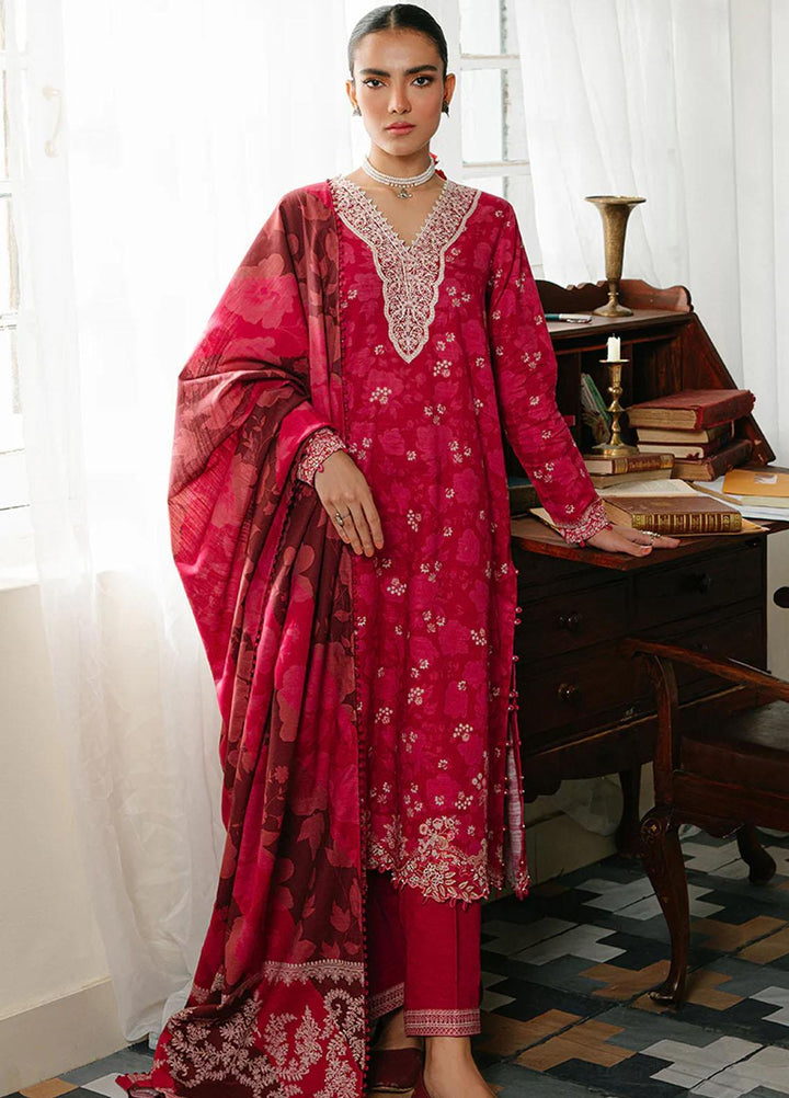 Cross Stitch Embroidered Khaddar Suits Unstitched 3 Piece CS23KL Fiery Blush - Winter Collection