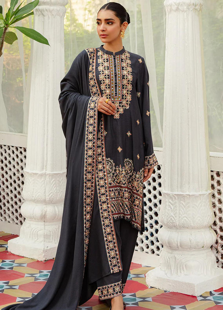 Cross Stitch Embroidered Linen Suits Unstitched 3 Piece CS23KL Smoky Fleck - Winter Collection