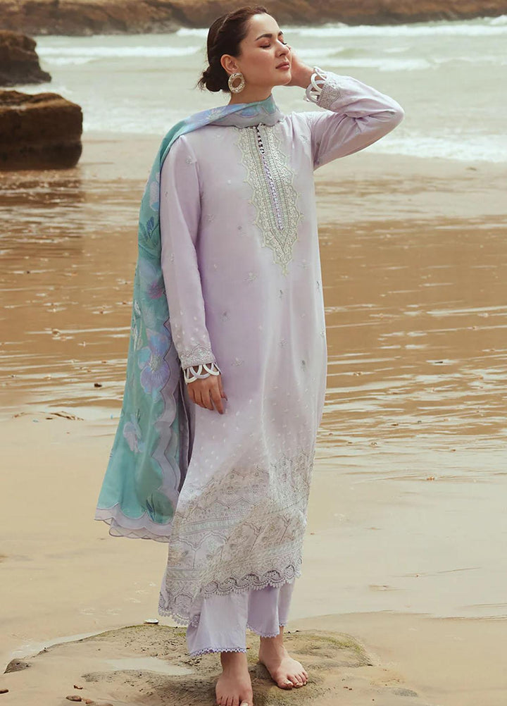 Cross Stitch Embroidered Cotton satin Suits Unstitched 3 Piece CS23CS D-03 Lavender Dust - Premium Collection