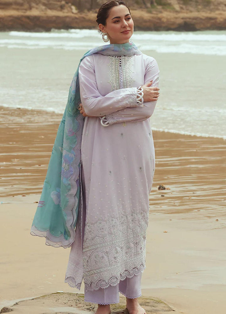 Cross Stitch Embroidered Cotton satin Suits Unstitched 3 Piece CS23CS D-03 Lavender Dust - Premium Collection