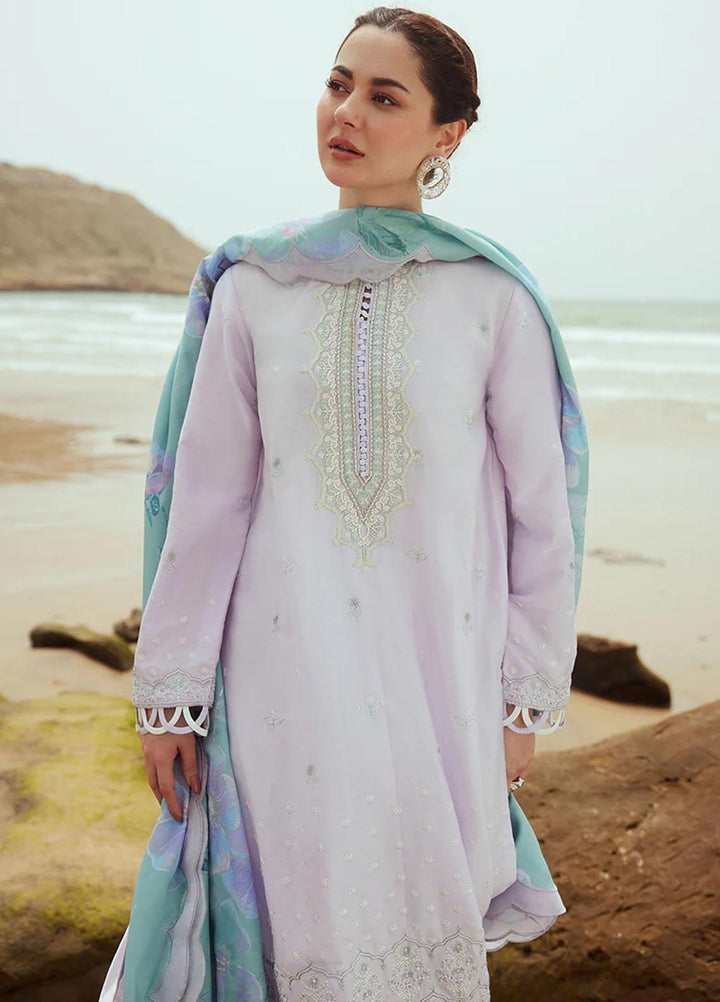 Cross Stitch Embroidered Cotton satin Suits Unstitched 3 Piece CS23CS D-03 Lavender Dust - Premium Collection