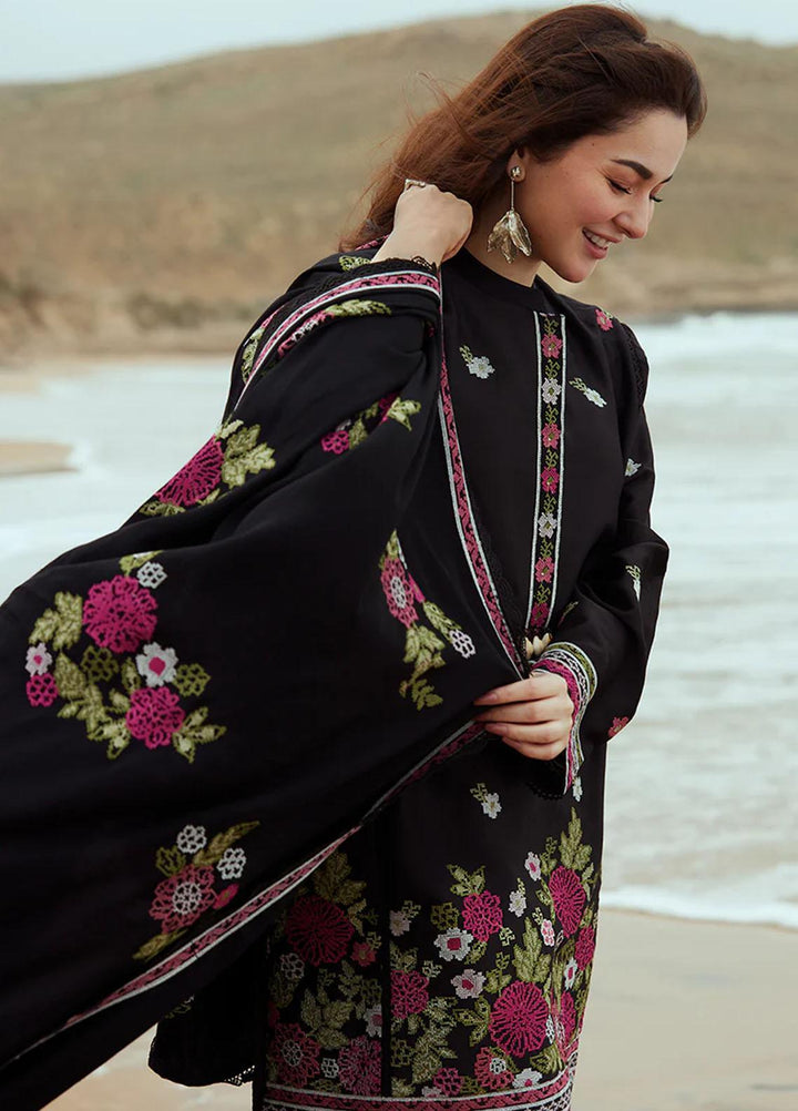 Cross Stitch Embroidered Cotton satin Suits Unstitched 3 Piece CS23CS D-05 Raven Orchard - Premium Collection