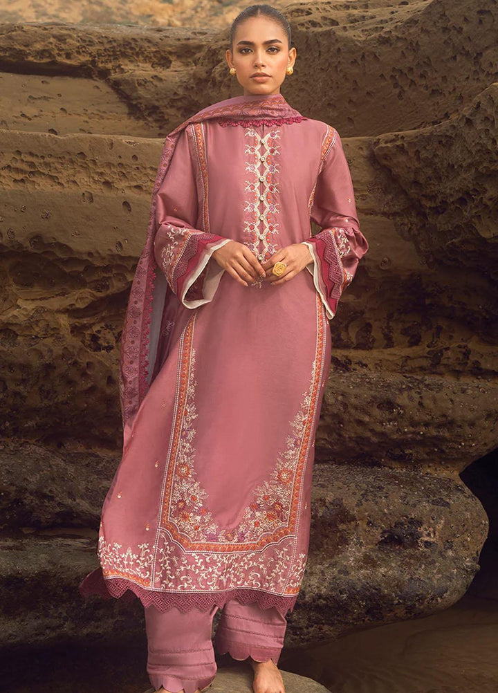 Cross Stitch Embroidered Cotton satin Suits Unstitched 3 Piece CS23CS D-07 Elinor Blaze - Premium Collection