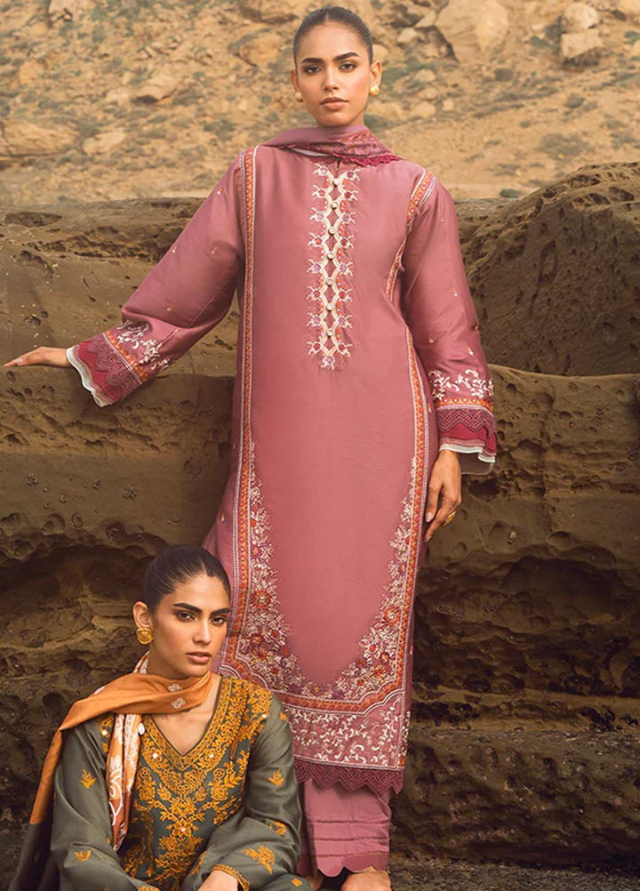 Cross Stitch Embroidered Cotton satin Suits Unstitched 3 Piece CS23CS D-07 Elinor Blaze - Premium Collection