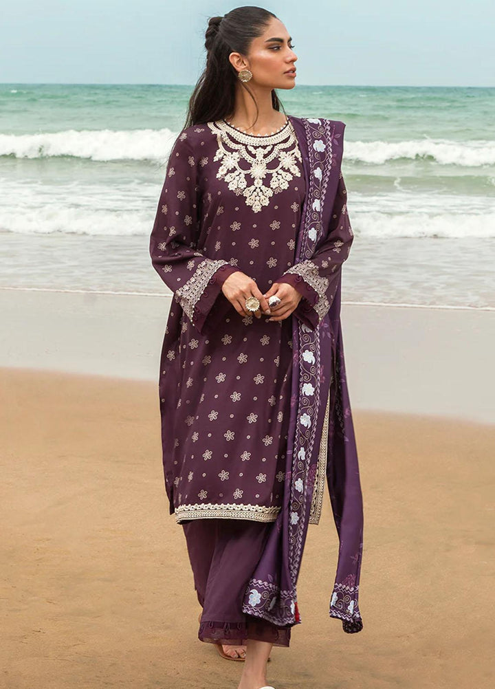 Cross Stitch Embroidered Cotton satin Suits Unstitched 3 Piece CS23CS D-12 Enigmatic Charm - Premium Collection