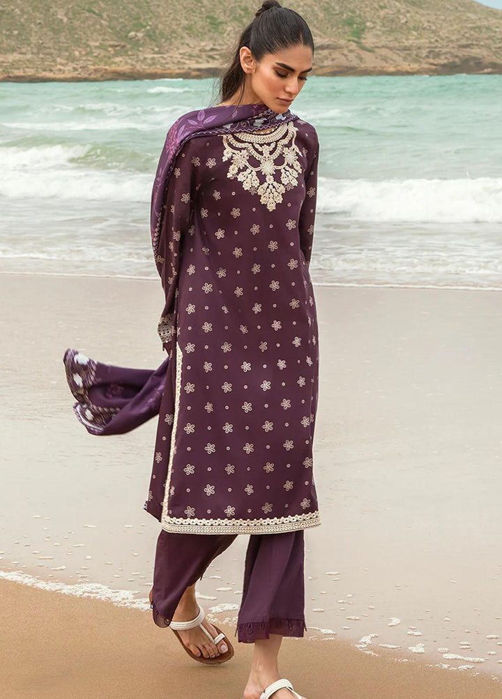 Cross Stitch Embroidered Cotton satin Suits Unstitched 3 Piece CS23CS D-12 Enigmatic Charm - Premium Collection