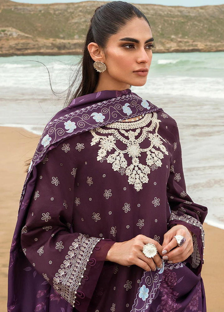 Cross Stitch Embroidered Cotton satin Suits Unstitched 3 Piece CS23CS D-12 Enigmatic Charm - Premium Collection