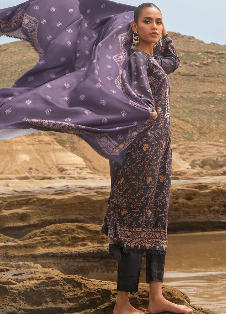 Cross Stitch Embroidered Cotton satin Suits Unstitched 3 Piece CS23CS D-15 Pashmina Blend - Premium Collection