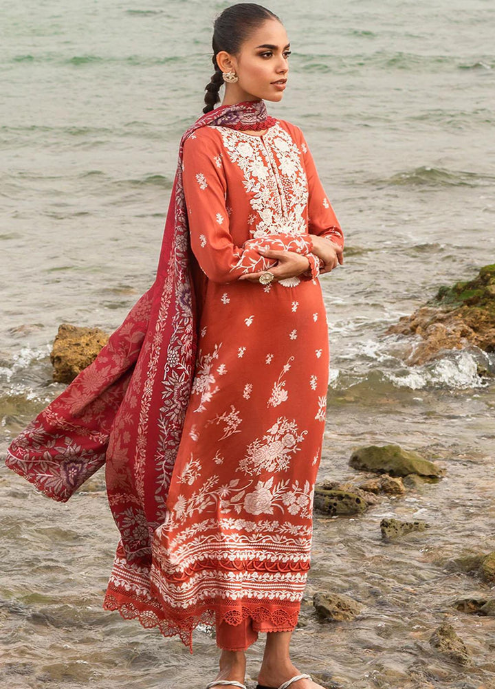 Cross Stitch Embroidered Cotton satin Suits Unstitched 3 Piece CS23CS D-18 Sand Stone - Premium Collection