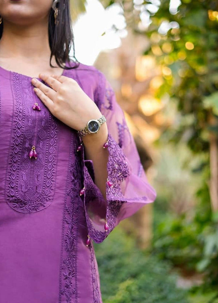 Cyanic Embroidered Organza Suits Unstitched 3 Piece CYN22U UN-13 Mauve - Festive Collection