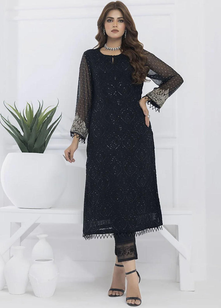 Cyanic Embroidered Chiffon Suits Unstitched 2 Piece CYN23L Onyx - Festive Collection