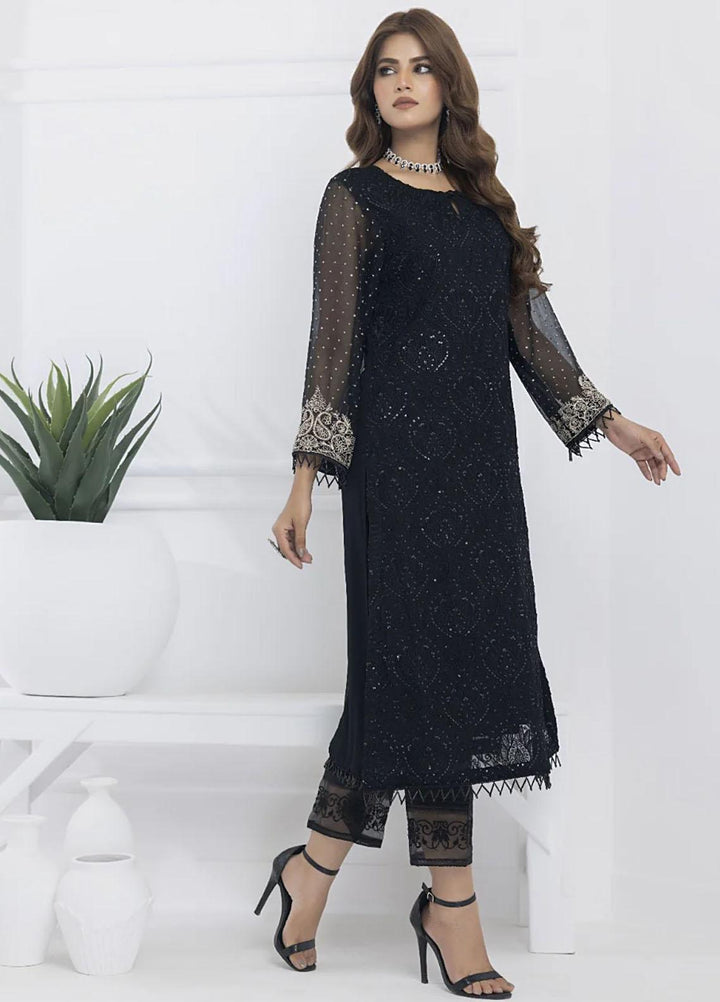 Cyanic Embroidered Chiffon Suits Unstitched 2 Piece CYN23L Onyx - Festive Collection