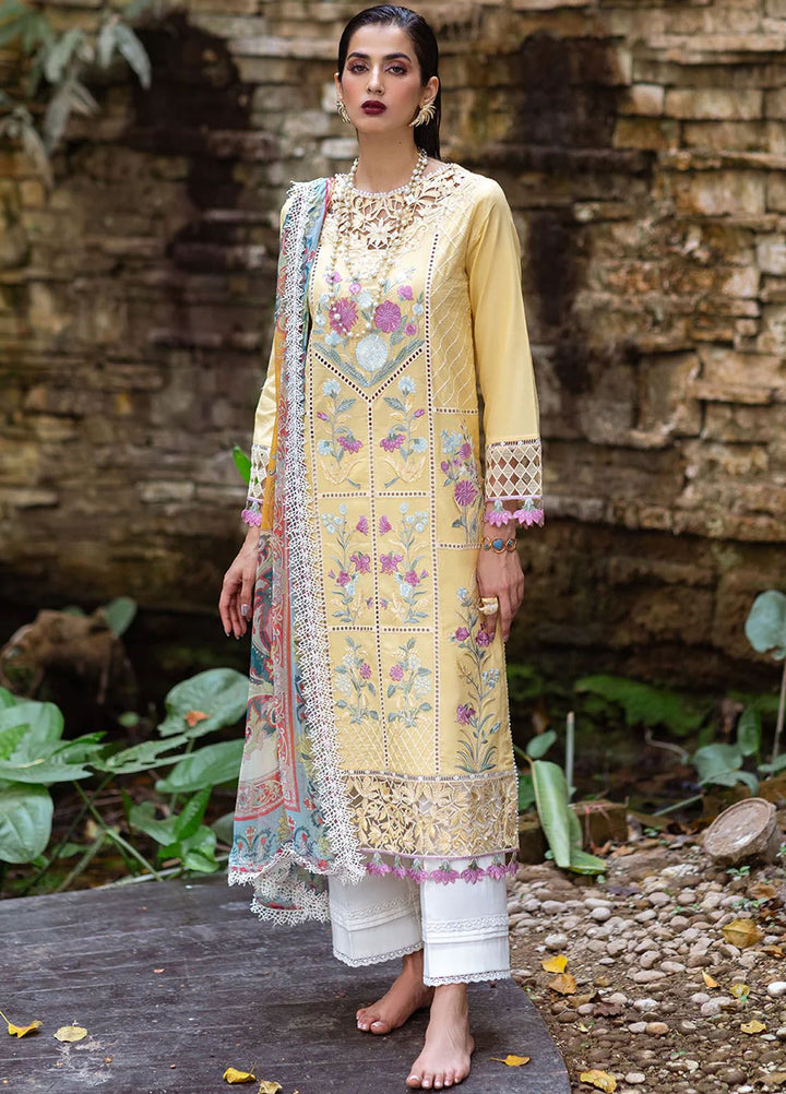 Dahlia by Roheenaz Embroidered Lawn Suits Unstitched 3 Piece RNZ24D D-04A Daffodil - Summer Collection