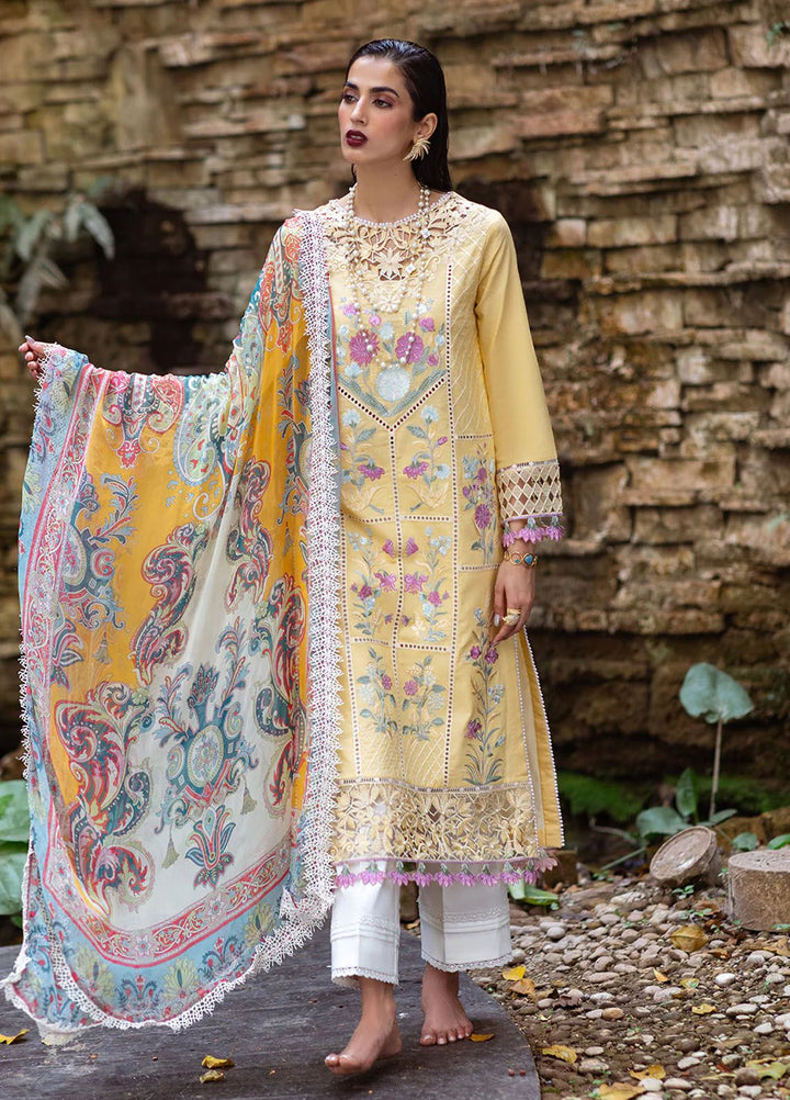 Dahlia by Roheenaz Embroidered Lawn Suits Unstitched 3 Piece RNZ24D D-04A Daffodil - Summer Collection
