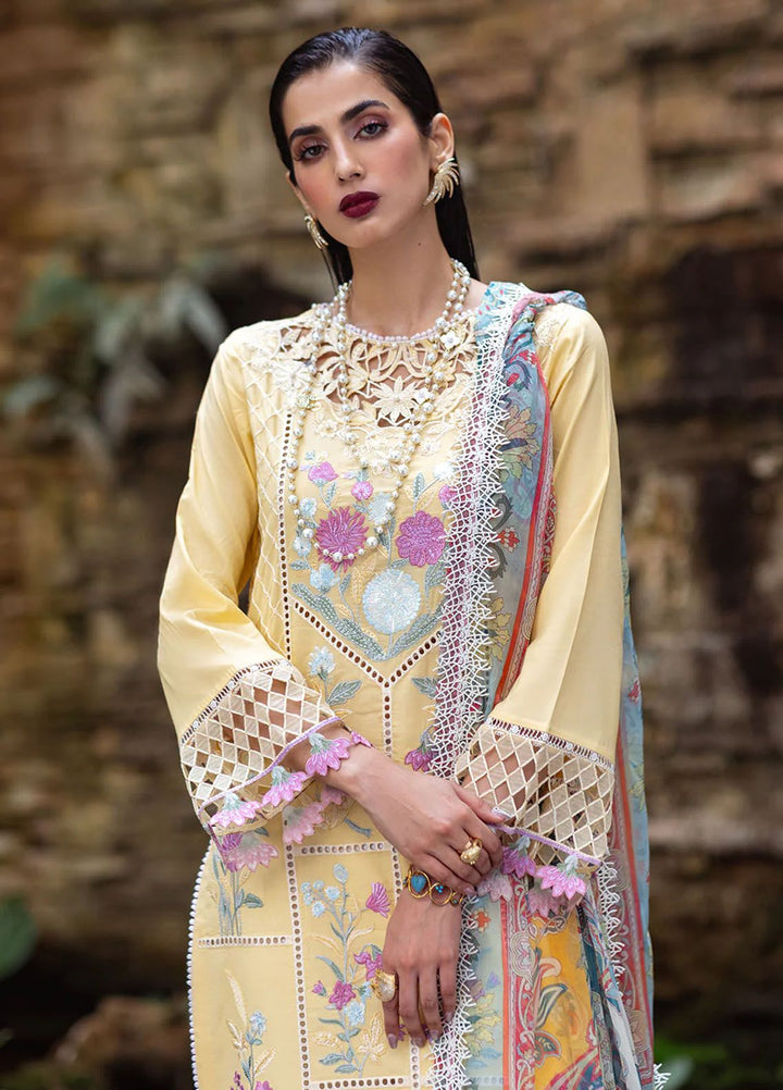 Dahlia by Roheenaz Embroidered Lawn Suits Unstitched 3 Piece RNZ24D D-04A Daffodil - Summer Collection