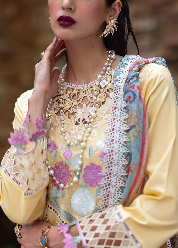 Dahlia by Roheenaz Embroidered Lawn Suits Unstitched 3 Piece RNZ24D D-04A Daffodil - Summer Collection