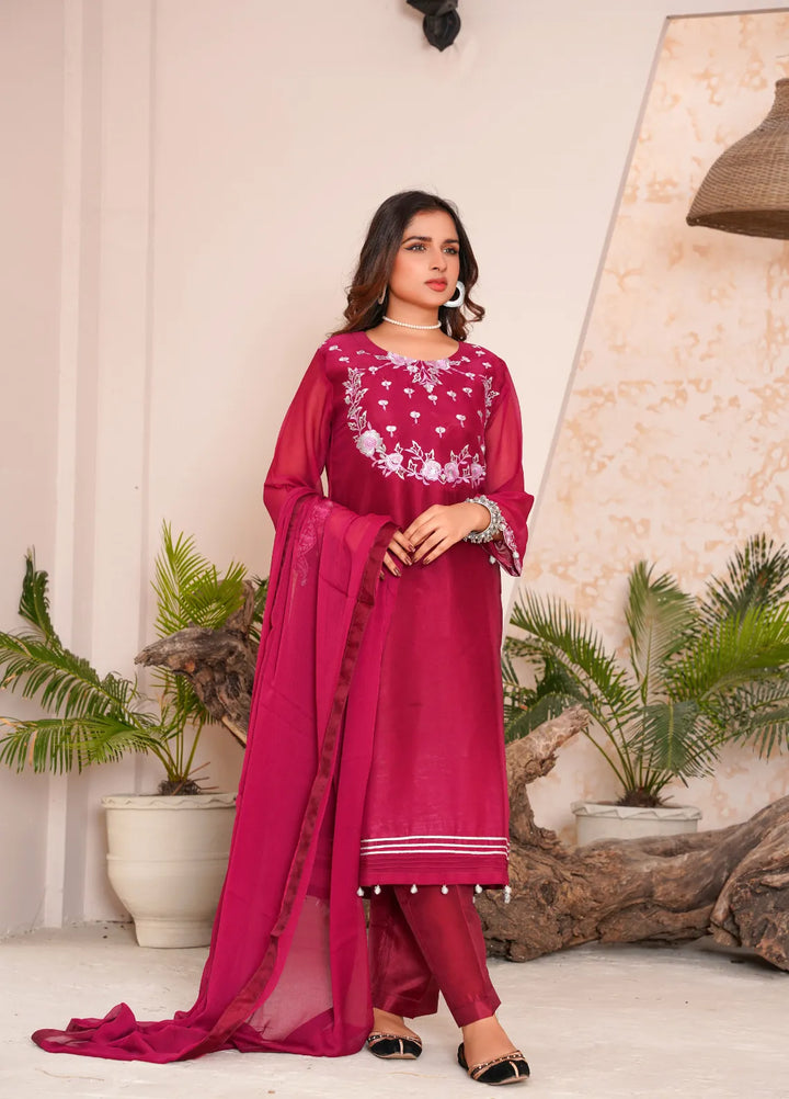 Damask Clothing Pret Embroidered Chiffon 3 Piece Suit Rangeen