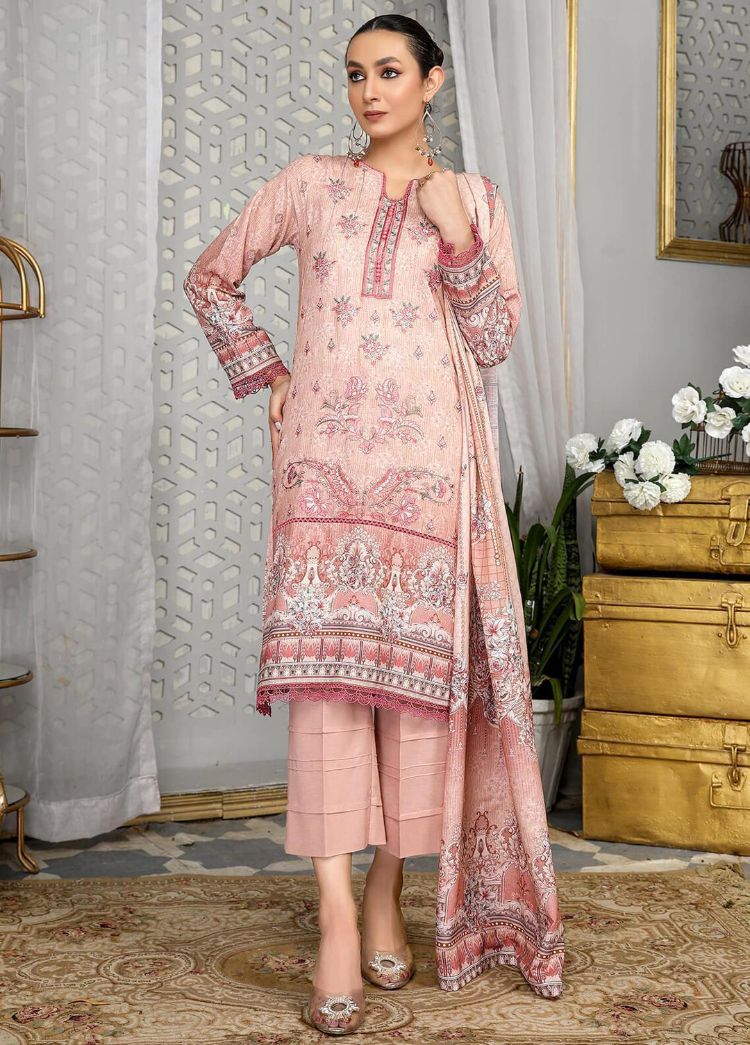 Dastaan By Humdum Embroidered Viscose Suits Unstitched 3 Piece HD22D 06 - Winter Collection