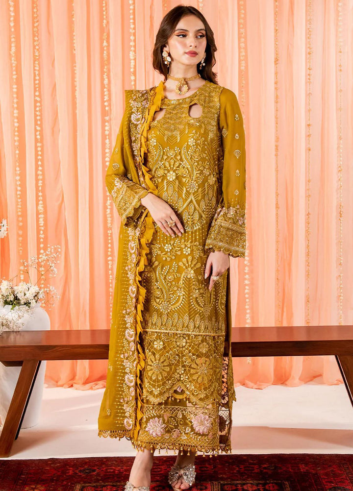 Dastaan By Neeshay Embroidered Chiffon Suits Unstitched 3 Piece NSH23D Zari Noor - Festive Collection