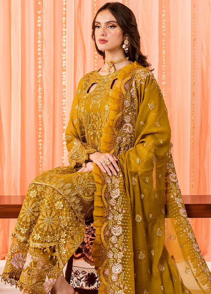 Dastaan By Neeshay Embroidered Chiffon Suits Unstitched 3 Piece NSH23D Zari Noor - Festive Collection