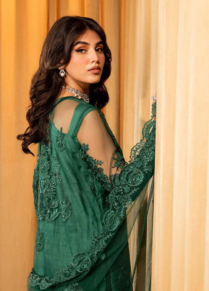 Dastaan By Neeshay Embroidered Net Suits Unstitched 3 Piece NSH23D Zamurd - Festive Collection