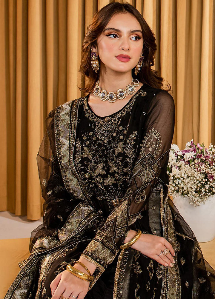 Dastaan By Neeshay Embroidered Chiffon Suits Unstitched 3 Piece NSH23D Noor e shab - Festive Collection