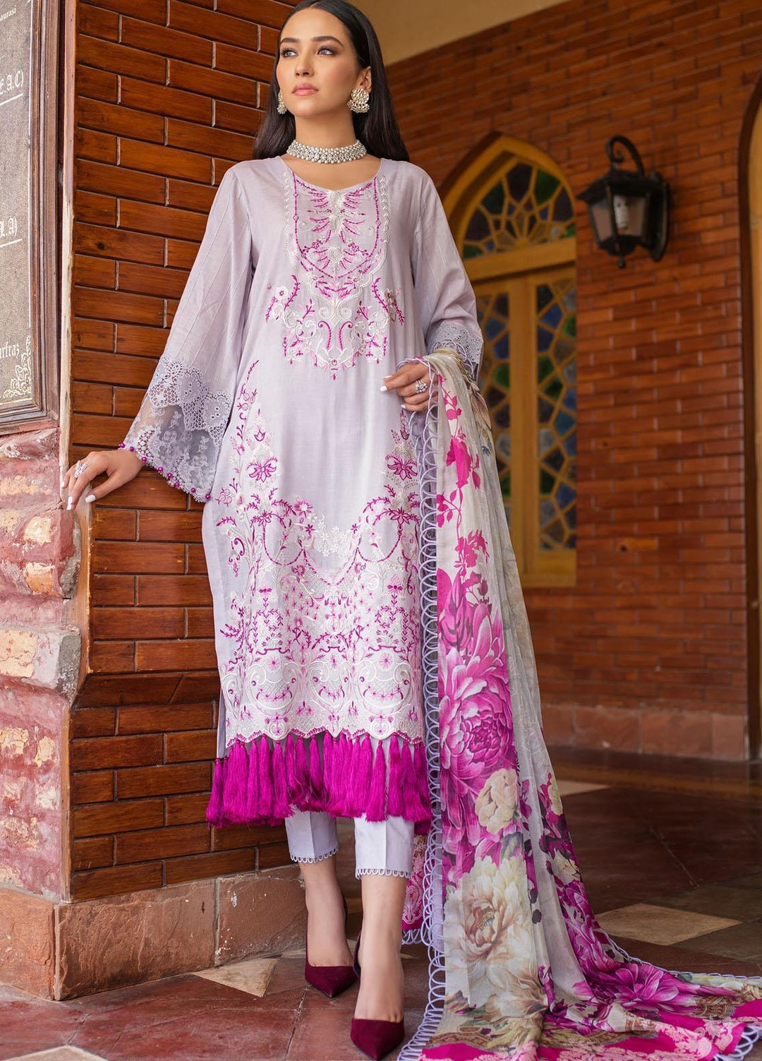 Dastak by Afsaneh Embroidered Silk Suits Unstitched 3 Piece AFH21D Jodha A - Summer Collection