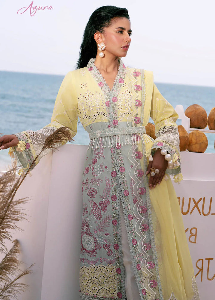 Dastan by AJR Embroidered Lawn Suits Unstitched 3 Piece AJR25D ALL-03 Azure - Luxury Collection