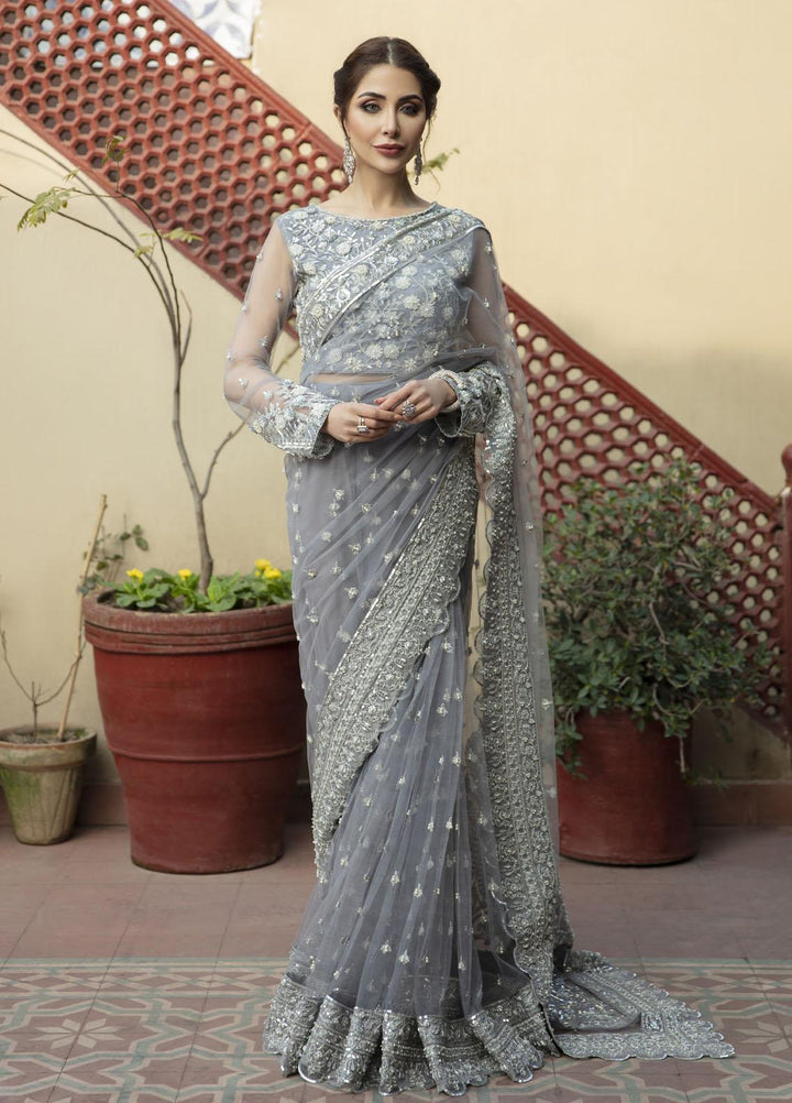 Daud Abbas Embroidered Net Suits Unstitched Saree DA22DS DA-F-015/Almas - Luxury Collection
