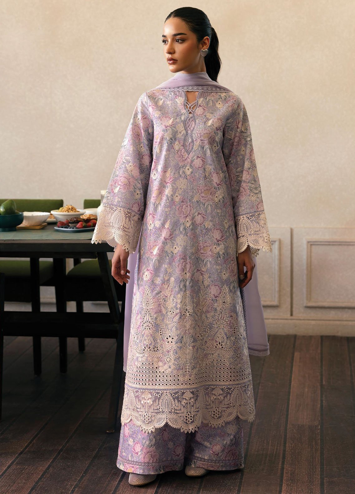 Daybreak by Afrozeh Embroidered Lawn Unstitched 3 Piece Suit - AL-25-V11-02 Wind Brushed - Grey - Summer Collection main image 1