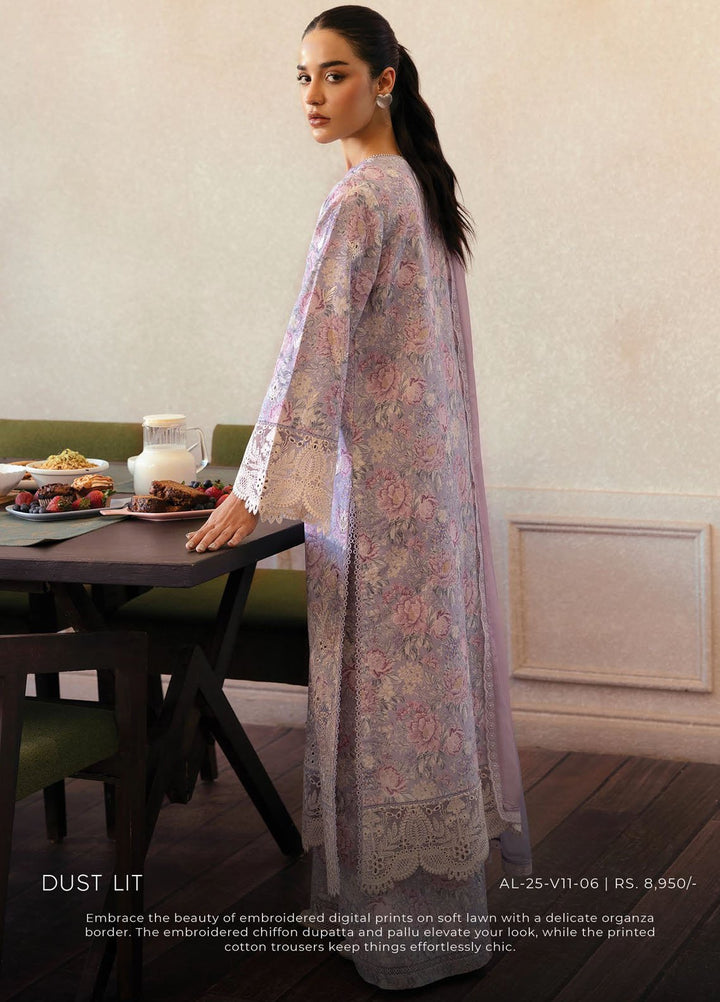 Daybreak by Afrozeh Embroidered Lawn Suits Unstitched 3 Piece AF25DB D-06 Dust Lit - Summer Collection
