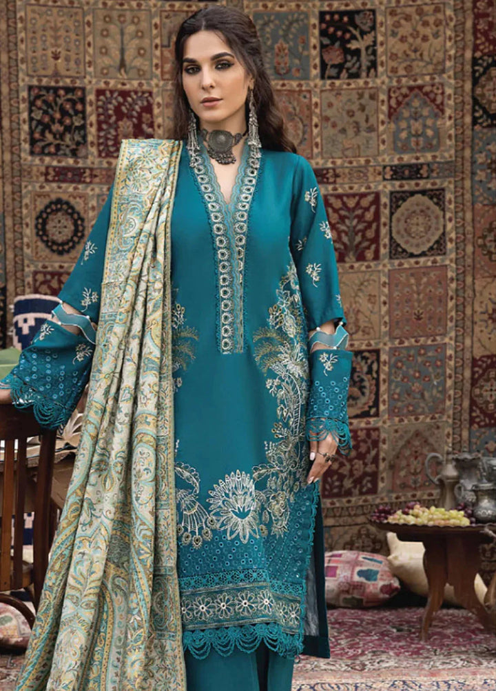 Denara By Humdum Embroidered Wool Suit Unstitched 3 Piece HD24D D-09 - Winter Collection