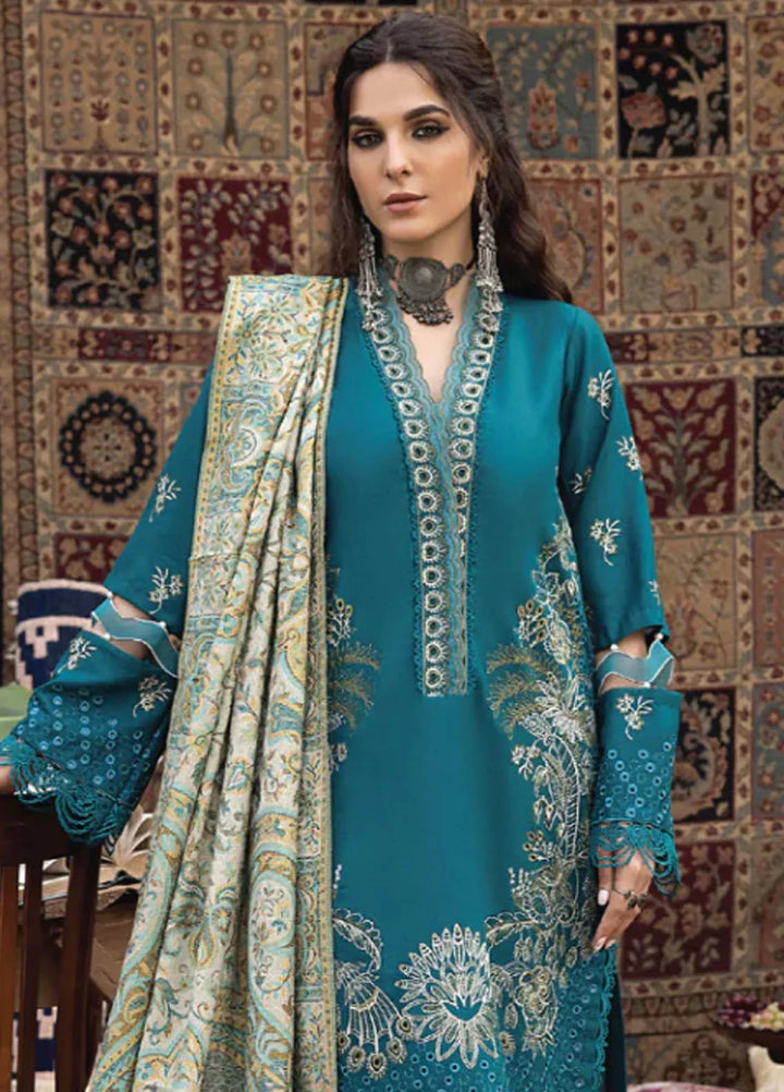 Denara By Humdum Embroidered Wool Suit Unstitched 3 Piece HD24D D-09 - Winter Collection