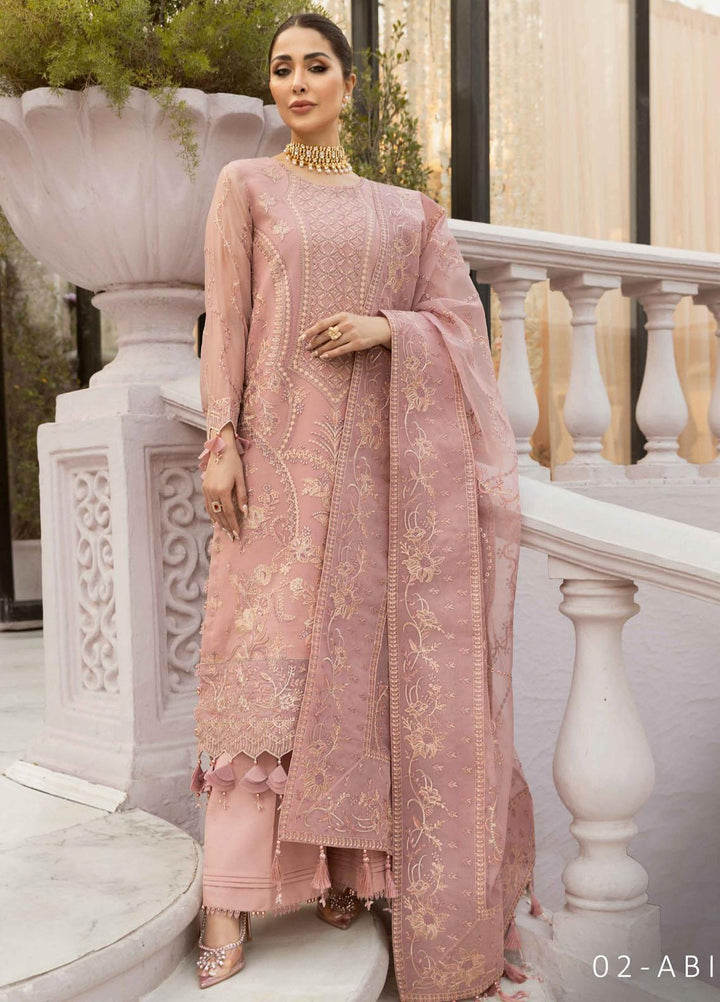 Dhaagay By Alizeh Fashion Embroidered Chiffon Suits Unstitched 3 Piece AFB23D 02 Abir - Formal Collection