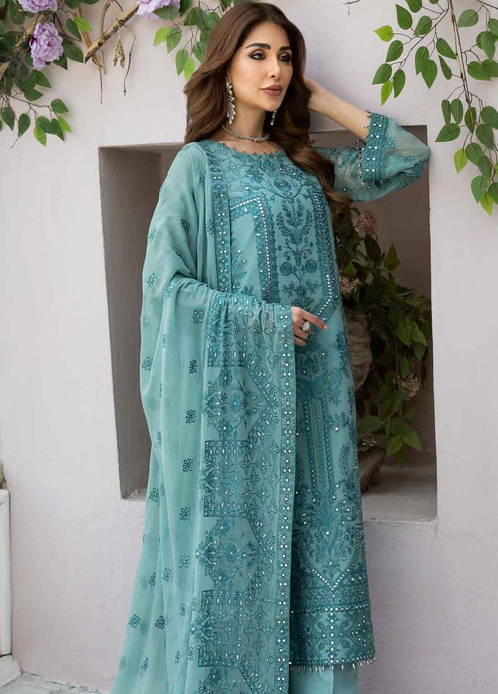 Dhaagay By Alizeh Fashion Embroidered Chiffon Suits Unstitched 3 Piece AFB23D 07 Kiraz - Formal Collection