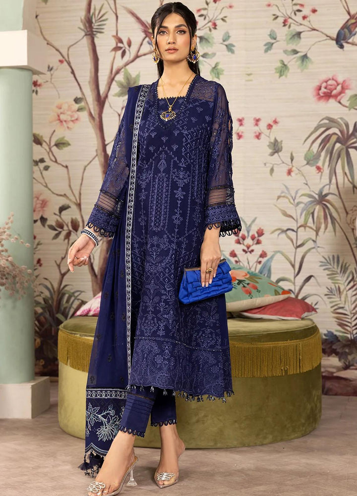 Dhaagay By Alizeh Fashion Embroidered Chiffon Suits Unstitched 3 Piece AFB23D-V2 D-04 Sibel - Formal Collection