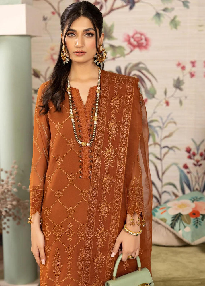 Dhaagay By Alizeh Fashion Embroidered Chiffon Suits Unstitched 3 Piece AFB23D-V2 D-05 Larisa - Formal Collection
