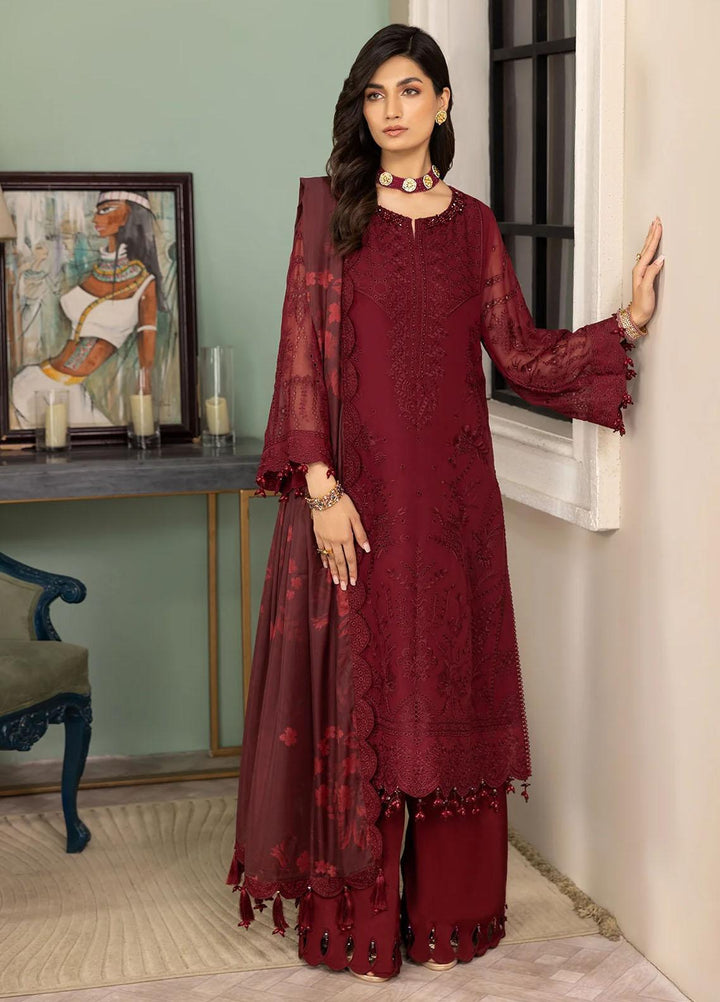 Dhaagay By Alizeh Fashion Embroidered Chiffon Suits Unstitched 3 Piece AFB23D-V2 D-07 Azalea - Formal Collection