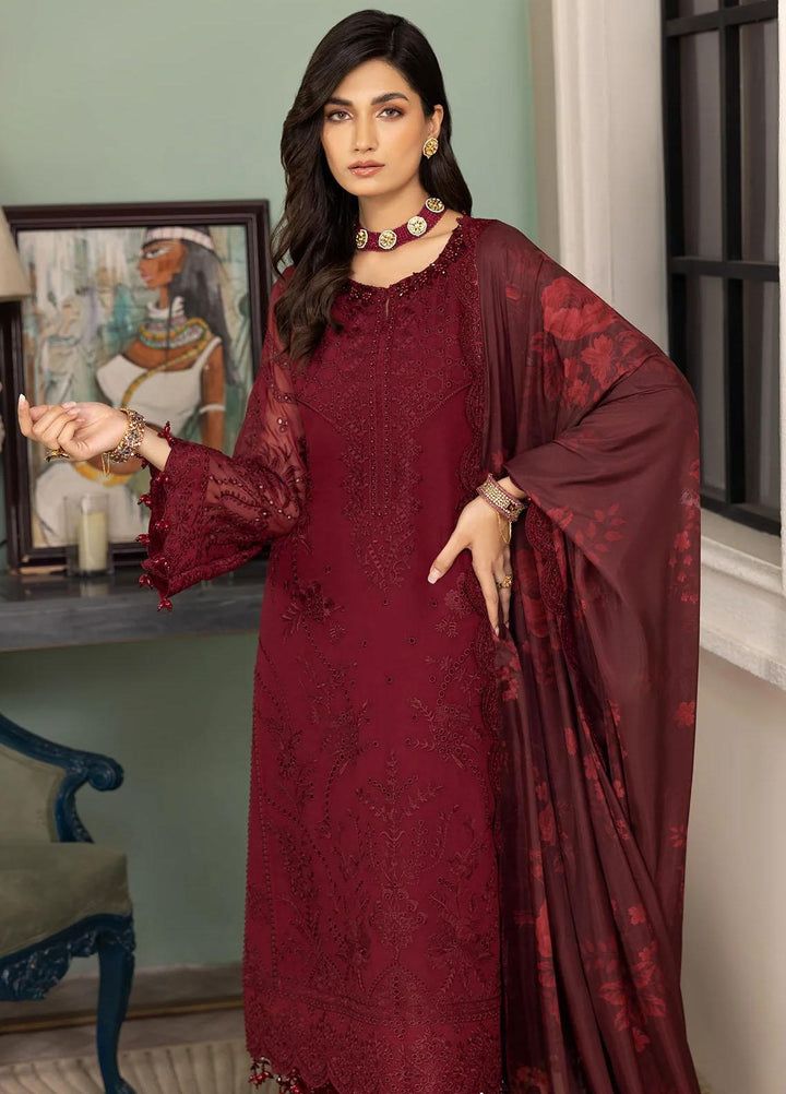 Dhaagay By Alizeh Fashion Embroidered Chiffon Suits Unstitched 3 Piece AFB23D-V2 D-07 Azalea - Formal Collection