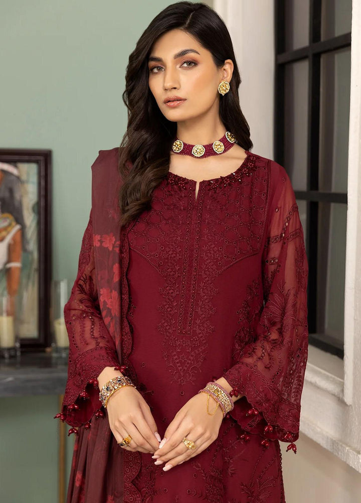 Dhaagay By Alizeh Fashion Embroidered Chiffon Suits Unstitched 3 Piece AFB23D-V2 D-07 Azalea - Formal Collection