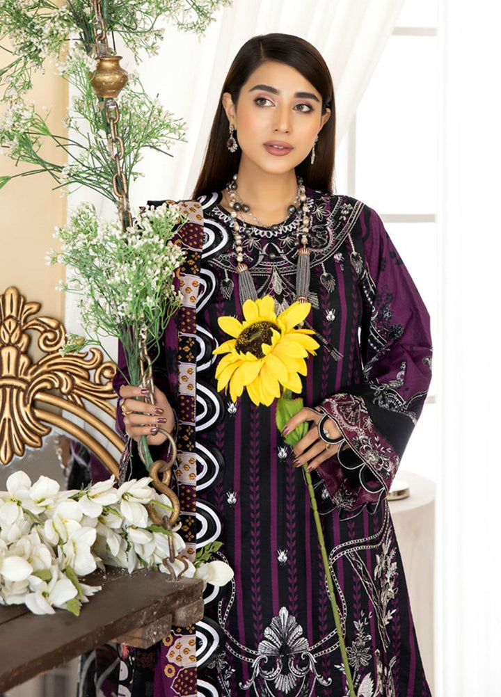 Dhanak By Mirha Embroidered Lawn Suits Unstitched 3 Piece MR22D 08 Banafshi - Festive Collection