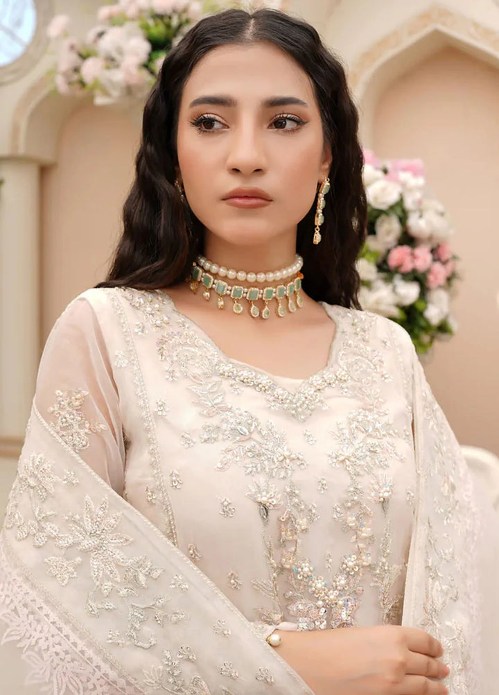 Dhanak By Ricamo Embroidered Organza Suit Unstitched 4 Piece RICDH Chandi - Festive Collection