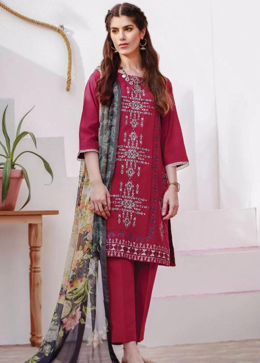 Soffio Pret Embroidered Cambric 3 Piece SFO21D SC-0712