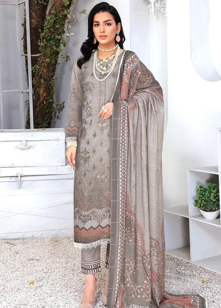 Insiya Clothing Embroidered Cambric Suits Unstitched 3 Piece INS23DK DK-02 - Winter Collection