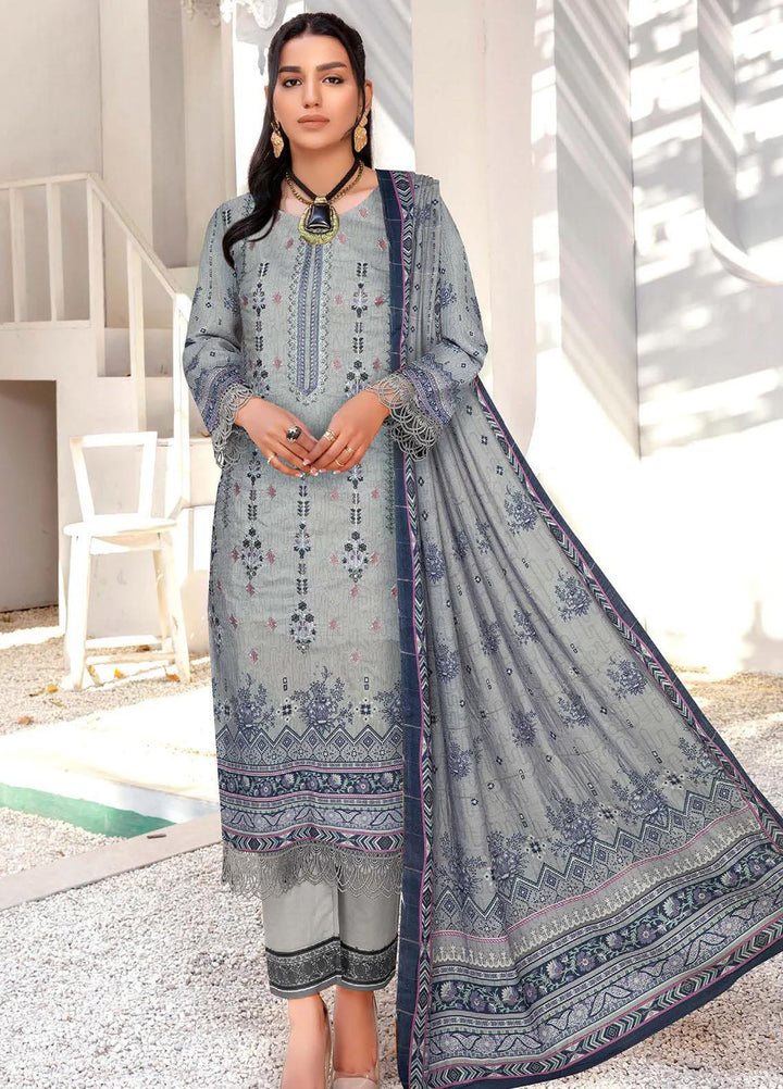 Insiya Clothing Embroidered Cambric Suits Unstitched 3 Piece INS23DK DK-04 - Winter Collection