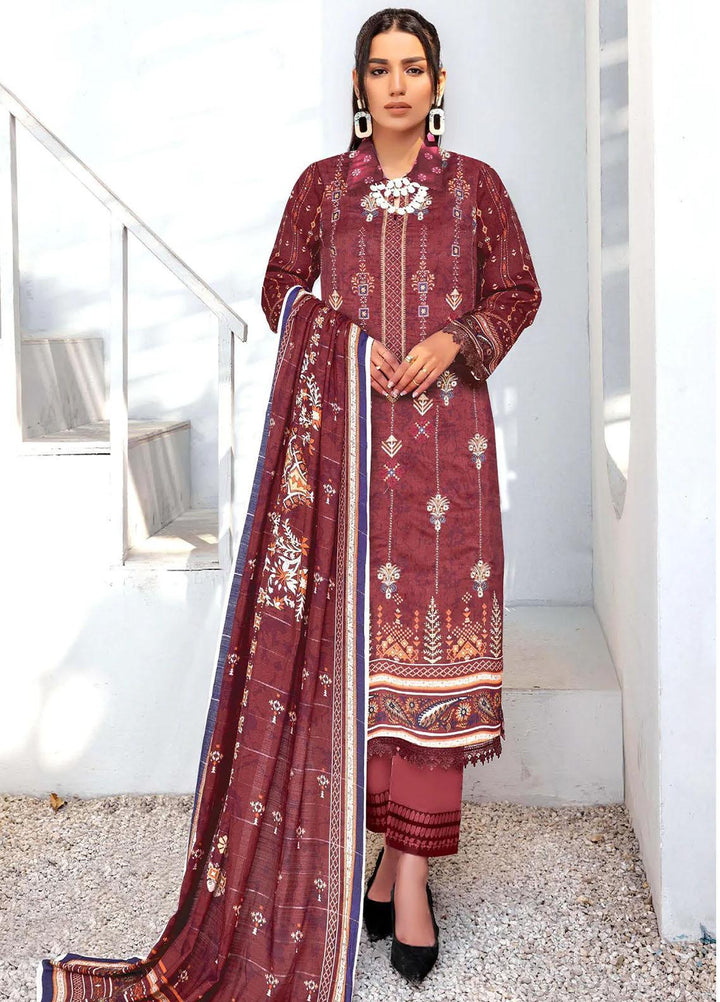 Insiya Clothing Embroidered Cambric Suits Unstitched 3 Piece INS23DK DK-07 - Winter Collection