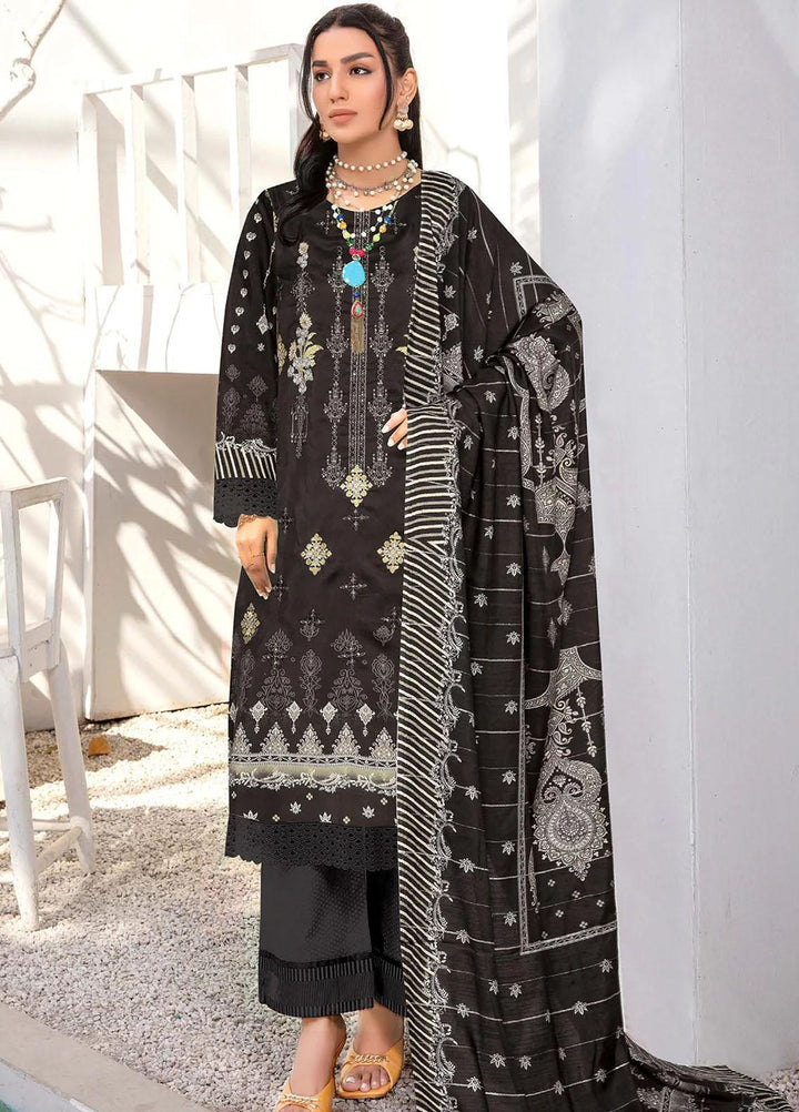 Insiya Clothing Embroidered Cambric Suits Unstitched 3 Piece INS23DK DK-10 - Winter Collection