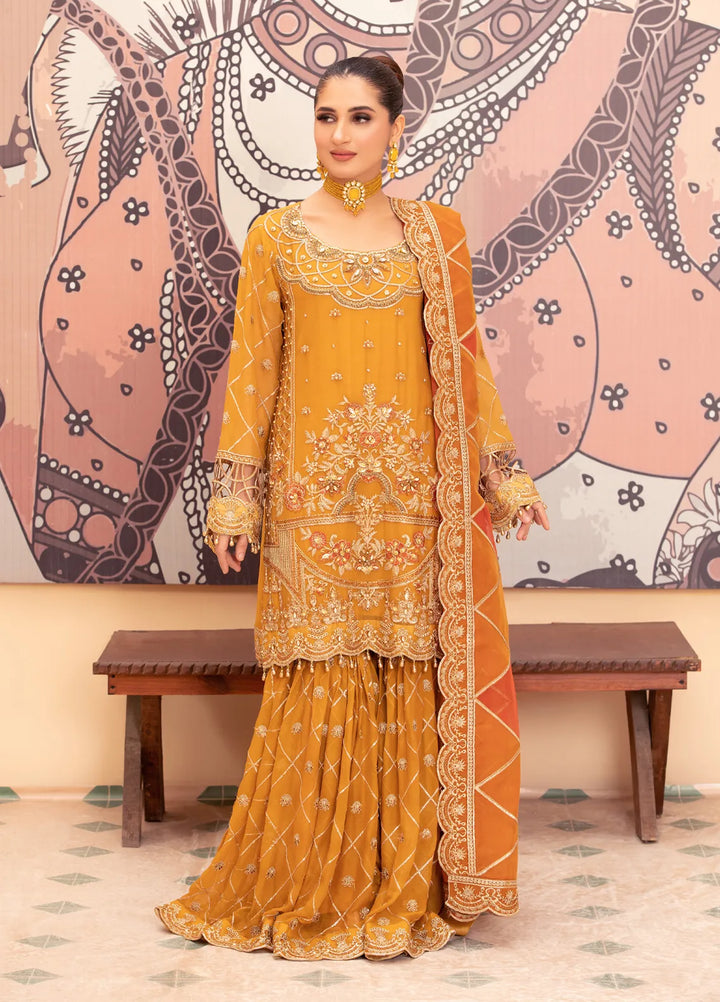 Diara Couture Pret Embroidered Chiffon 3 Piece Suit Golden Harvest - Sf-10