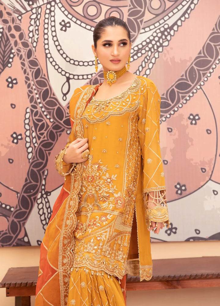 Diara Couture Pret Embroidered Chiffon 3 Piece Suit Golden Harvest - Sf-10