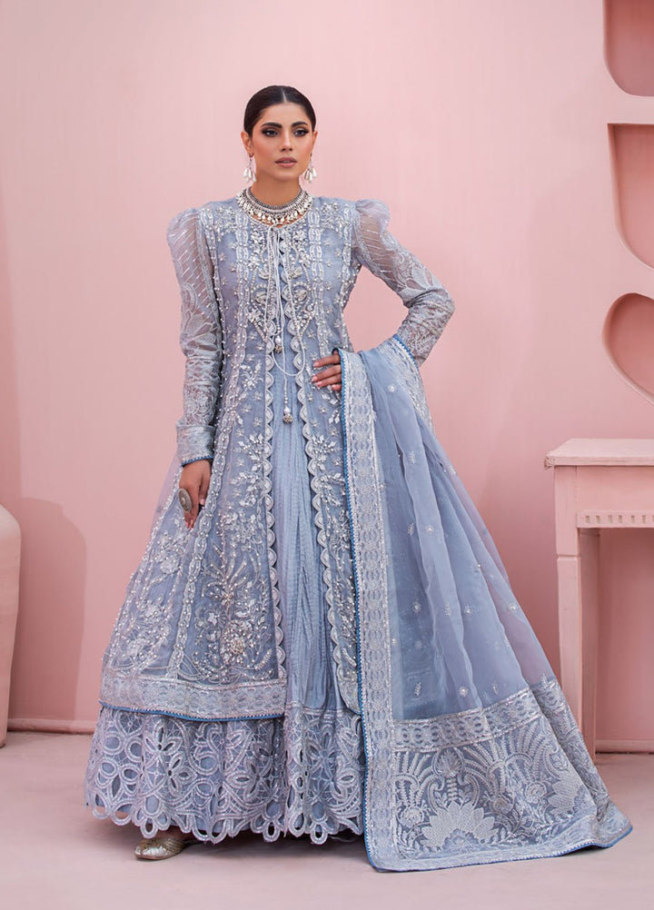 Diara Couture Pret Embroidered Gharara Organza 3 Piece Suit POGT-01-02 Blue